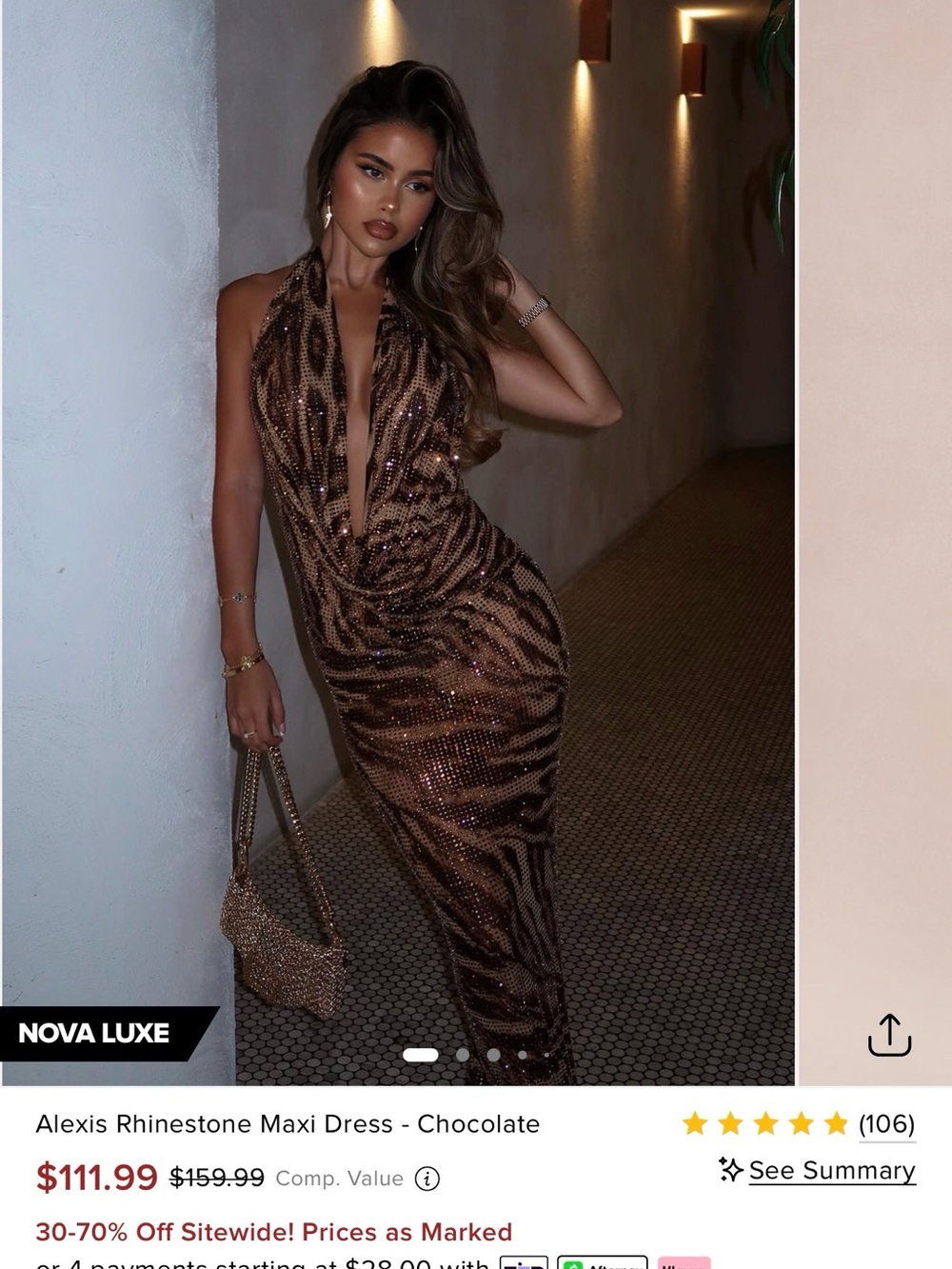 Cheetah- Animal Print Rhinestone Maxi Backless Gown/Dress Size 8-10/ Medium